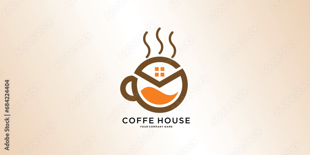 Fototapeta Coffee house template logo design. Premium Vector