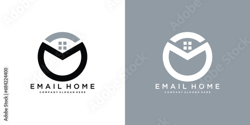 Email house modern logo. Premium Vector