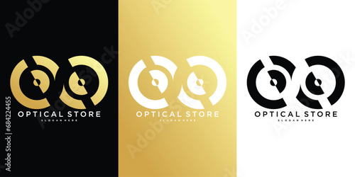 Optical shop logo design vector. Premium Vector