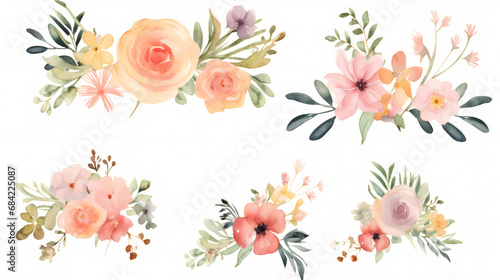 Watercolor floral bouquet collection © feeng
