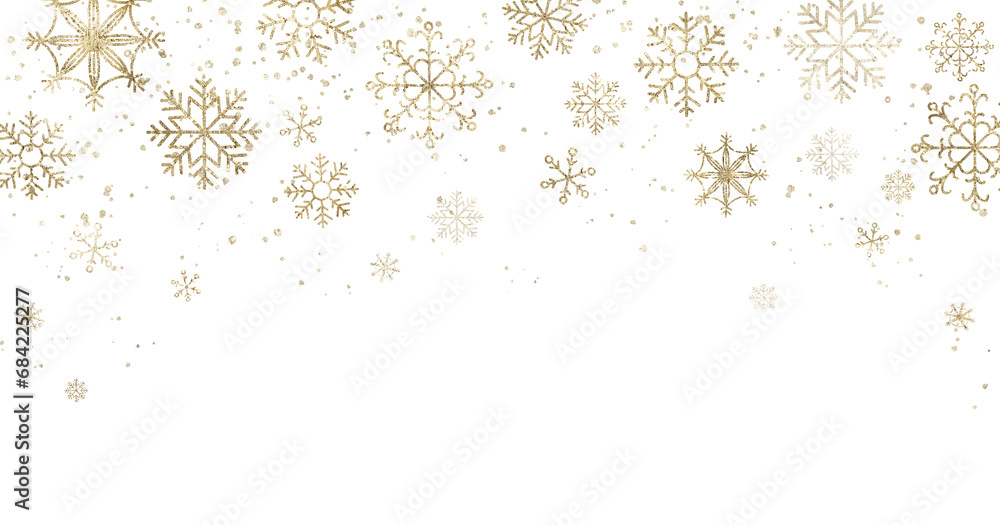 Christmas golden border with sparkling snowflakes. Christmas golden border with sparkling snowflakes.