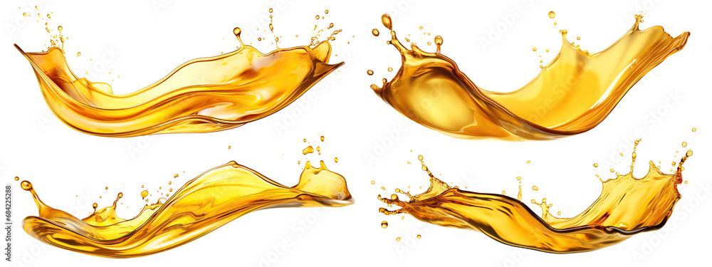 Fototapeta premium Set of golden oil splashes cut out