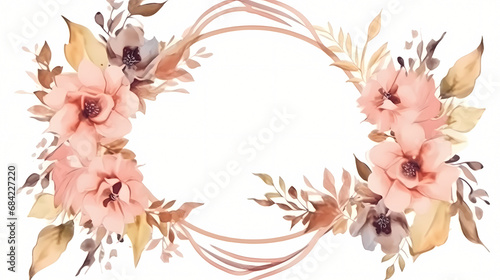 Watercolor vintage floral geometric frame