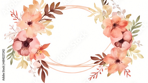Watercolor vintage floral geometric frame