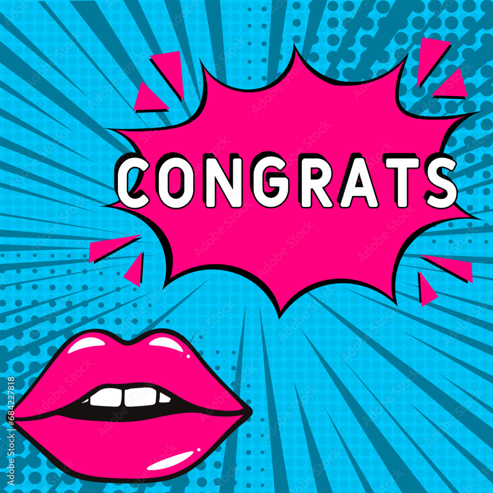 Congrats. Comic book explosion with text - Congrats. Vector bright cartoon illustration in retro pop art style. Can be used for business, marketing and advertising. Banner flyer pop Congrats. Comic book explosion with text - Congrats. Vector bright cartoon illustration in retro pop art style. Can be used for business, marketing and advertising. Banner flyer pop