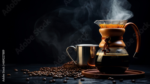 Aromatic freshly brewed coffee isolated photo