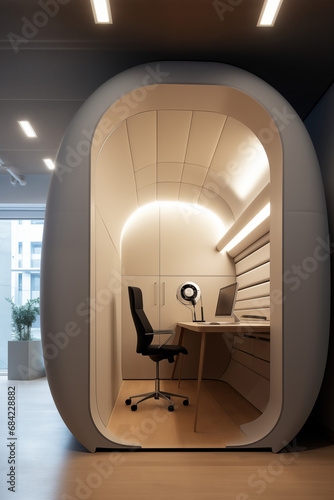 Sound booth in modern office, recording studio.