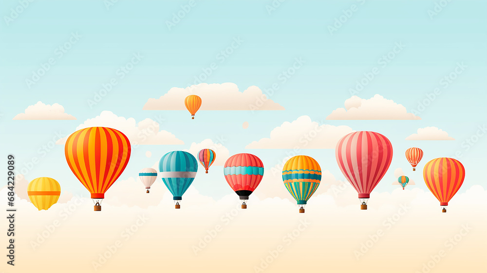 Fototapeta premium Multicolored Hot Air Balloons Isolated
