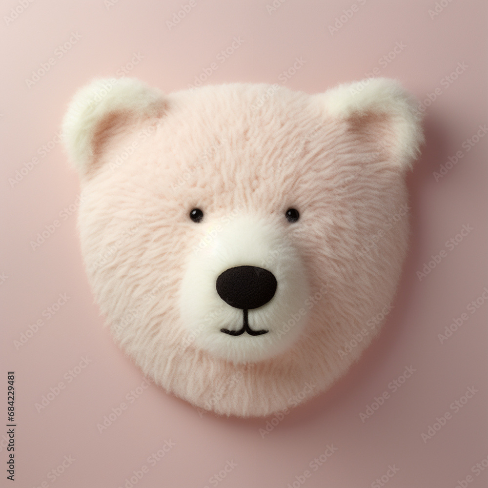 a small tufted rug in the shape of a flat polar bear's head on a light pink wall created with Generative Ai a small tufted rug in the shape of a flat polar bear's head on a light pink wall created with Generative Ai