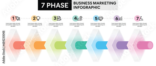 7 Phase Diamond Shape Infographic in Glassmorphism Style with Cylinder Pipeline Infographic Template Illustration for Business Report.