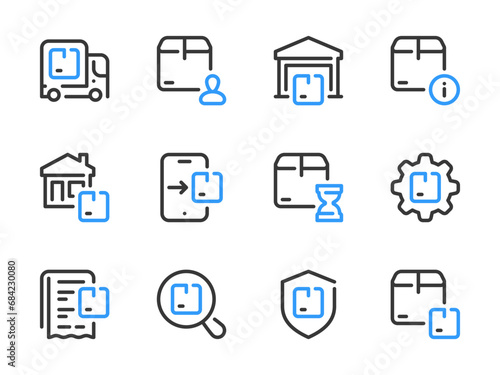Shipping, Logistics and Delivery vector line icons. Deliver the Package and Order Transportation outline icon set.