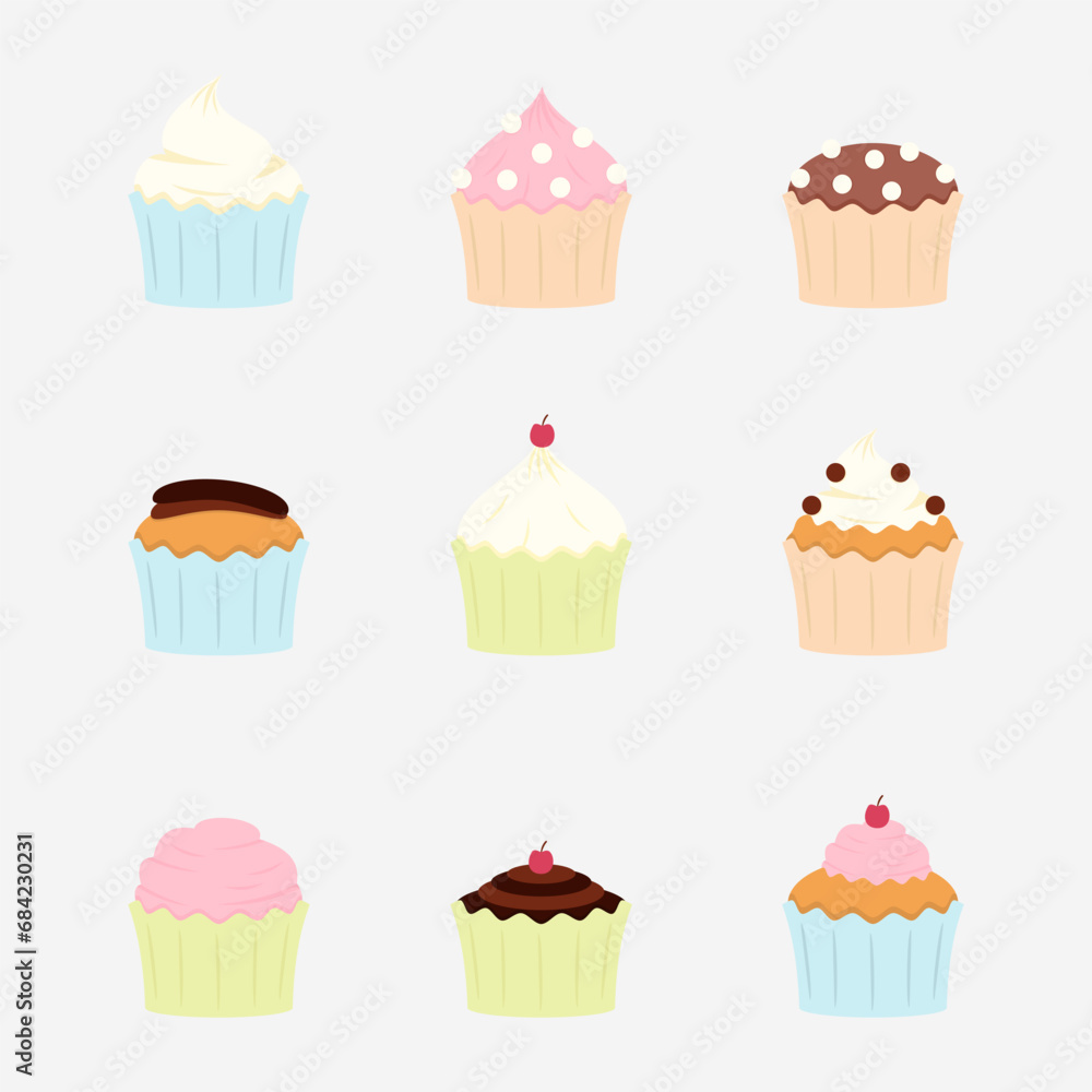 Cupcake cartoon icon pastel vector illustration Cupcake cartoon icon pastel vector illustration