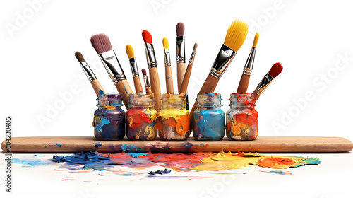 Isolated Paint Brushes with Palette photo