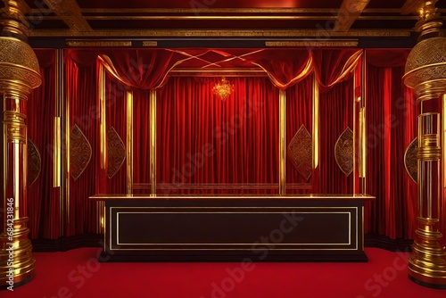 stage with red curtains