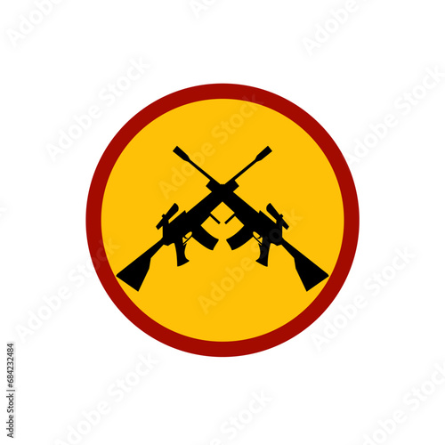Crossed weapons logo icon illustration design vector
