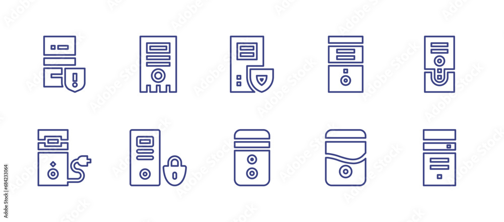 CPU line icon set. Editable stroke. Vector illustration. Containing cpu tower, cpu.