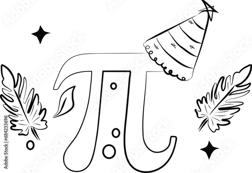 Happy international day of mathematics vector background illustration. World Pi Day hand-drawn style banner.