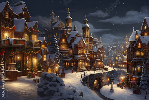 Night view of the winter village 