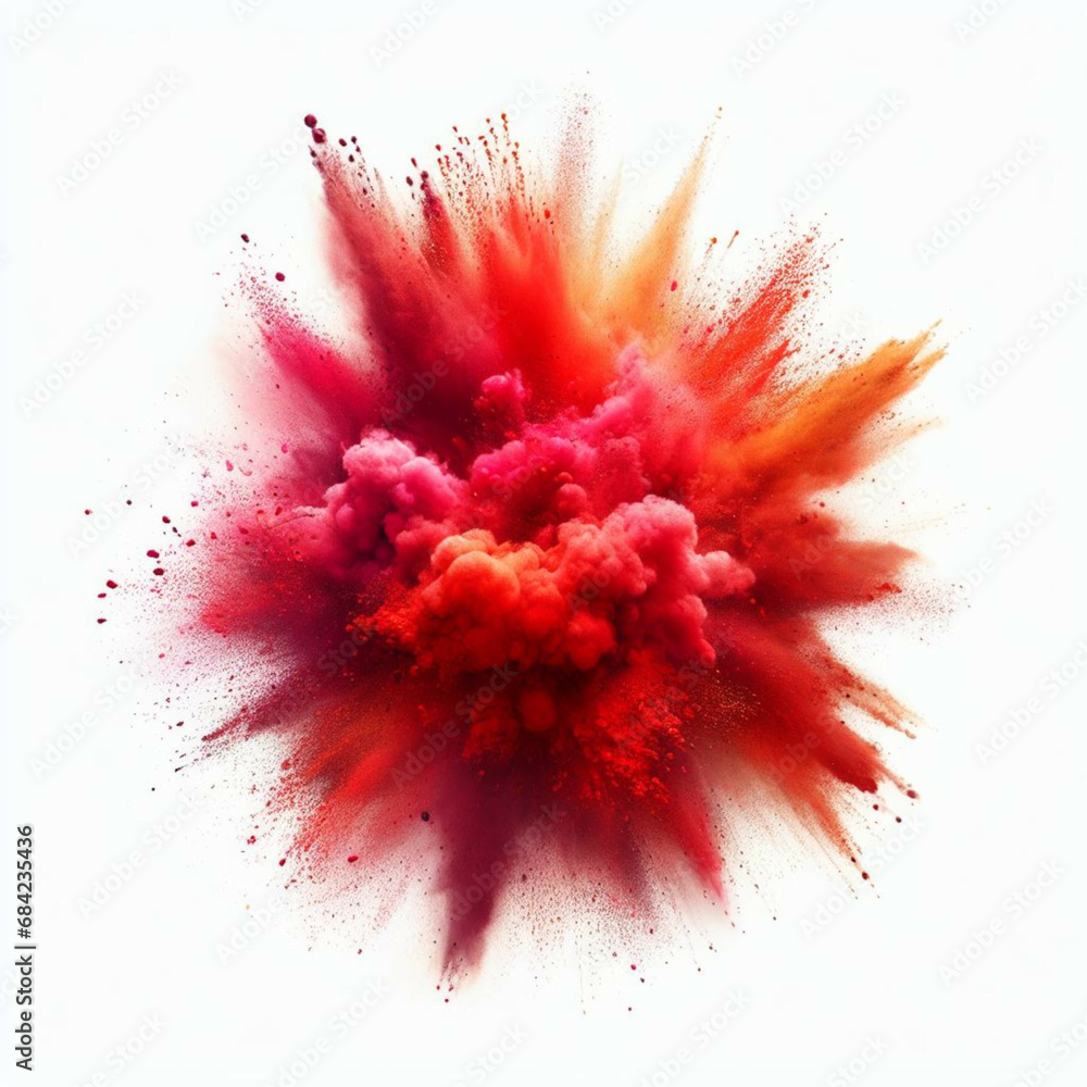  Colorful Powder Festival on Isolated White Background 