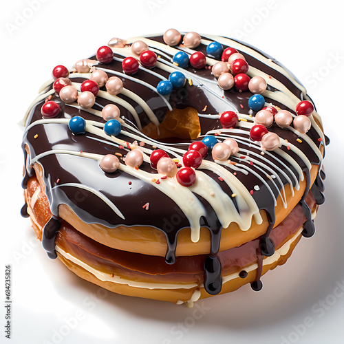 Patriotic American Flag-Topped Doughnut - A Symbolic Fusion of Sweet Cuisine and National Pride