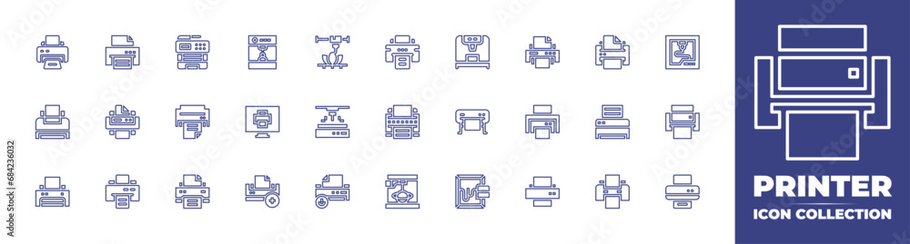 Printer line icon collection. Editable stroke. Vector illustration ...