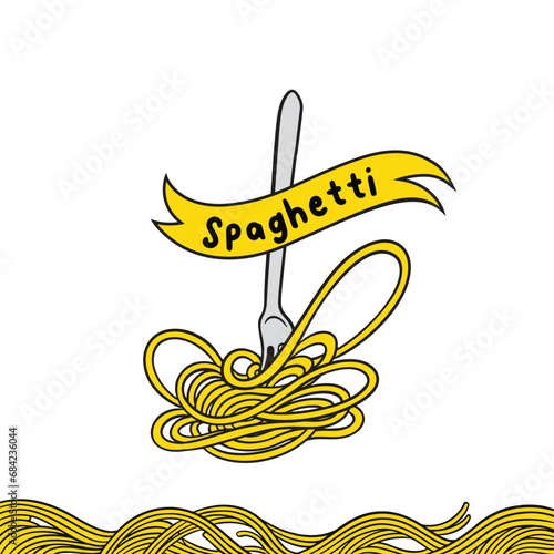 spaghetti with a fork, spaghetti noodles