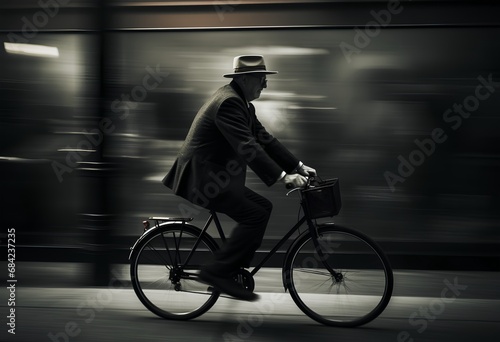 silhouette of a person riding bicycle © Mateusz