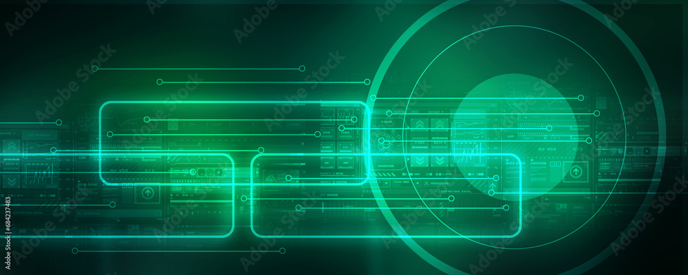 Obraz premium 2d illustration Abstract futuristic electronic circuit technology background