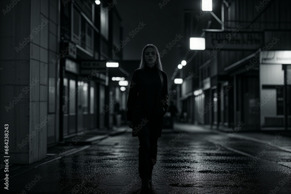 woman walking in the night