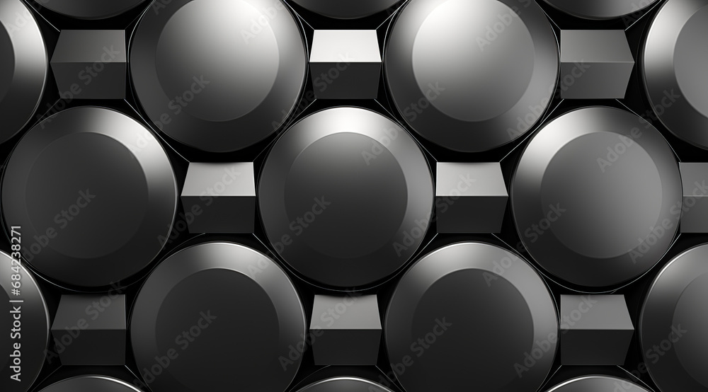 Shiny metal circles in a repeated pattern creating a sleek and modern abstract design. Shiny metal circles in a repeated pattern creating a sleek and modern abstract design.