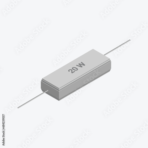 3d render wire wound power resistor