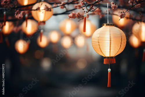 Background of bright traditional chinese lanterns photo