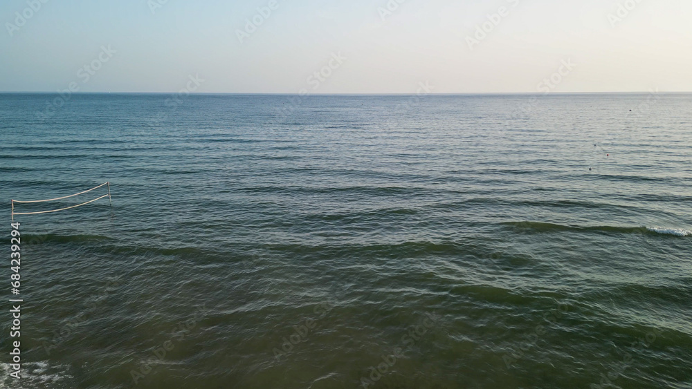 Fototapeta premium Panoramic aerial view of Lido di Camaiore and Viareggio shoreline in summer season
