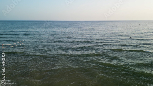 Panoramic aerial view of Lido di Camaiore and Viareggio shoreline in summer season