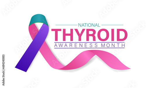 Thyroid awareness month is every year in  January. Banner, Holiday, poster, card and background design Template.