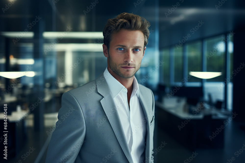 Successful entrepreneur, male professional in the office, managing a company, modern workspace Successful entrepreneur, male professional in the office, managing a company, modern workspace