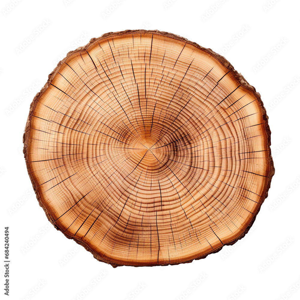 Fototapeta premium front view hickory tree slice cookie isolated on a white transparent background 