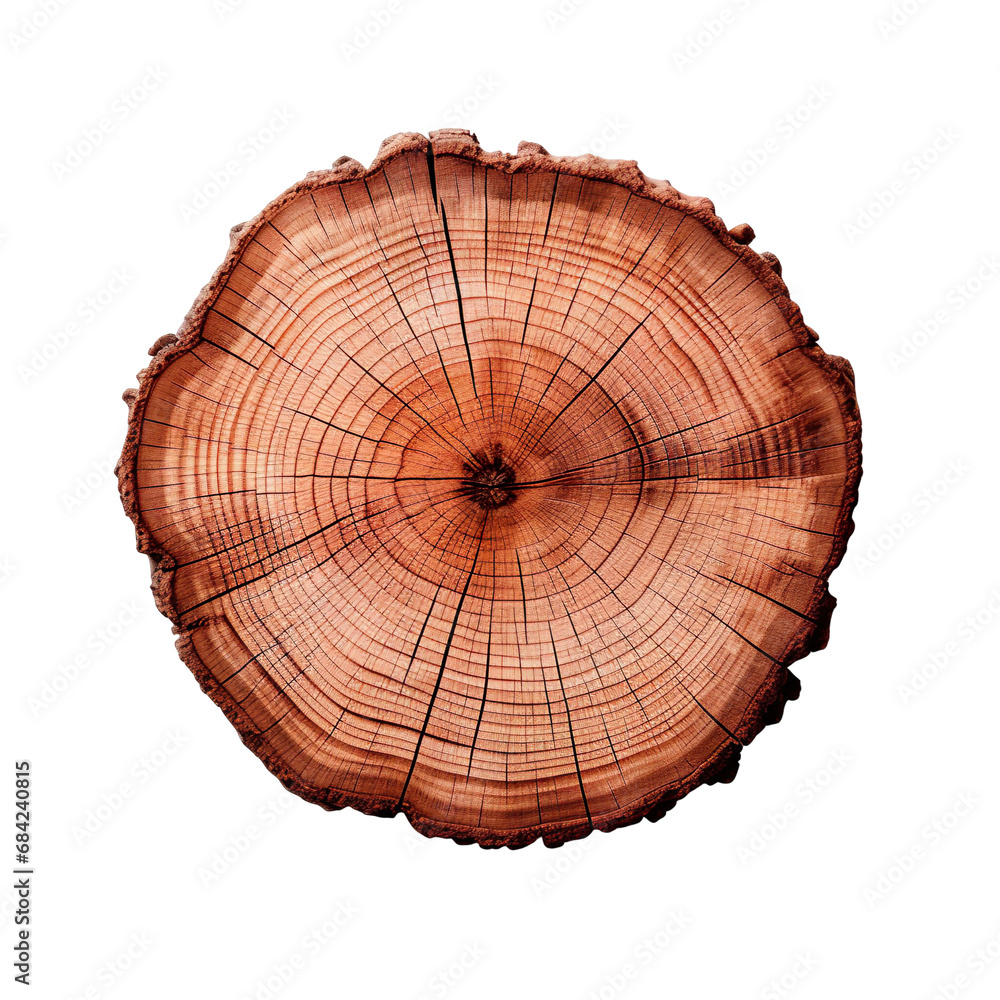 front view oak tree slice cookie isolated on a white transparent background 