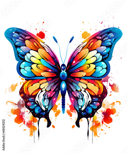 Contemporary Abstract Butterfly Art, Abstract Butterfly Sublimation Clipart, Transparent Background, transparent PNG, Created using generative AI © sahli
