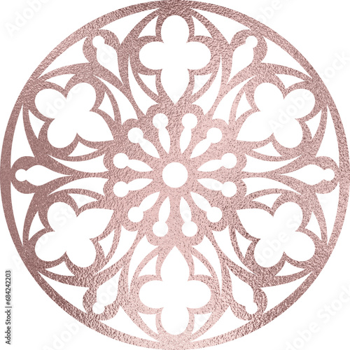 Rosette, Mandala in rosegold, transparenter Hintergrund