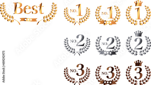 金銀銅のランキングアイコン　数字