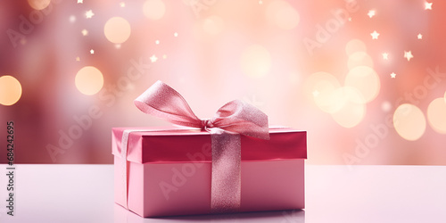 Merry Christmas Xmas New Year holiday Romantic Valentine day Birthday party box gift present mock up background, generative AI