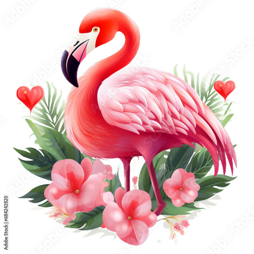 illustration of a pink flamingo, generative ai