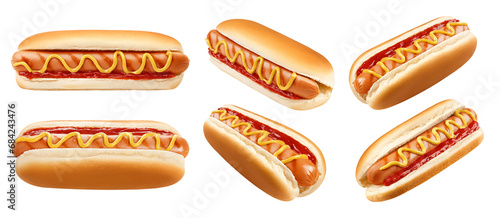 HOT DOG isolated on white background, clipping path, full depth of field photo
