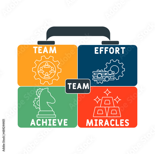 TEAM - Team Effort Achieve Miracles acronym. business concept background.  vector illustration concept with keywords and icons. lettering illustration with icons for web banner, flyer, landing