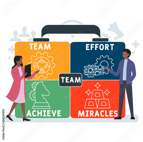 TEAM - Team Effort Achieve Miracles acronym. business concept background.  vector illustration concept with keywords and icons. lettering illustration with icons for web banner, flyer, landing