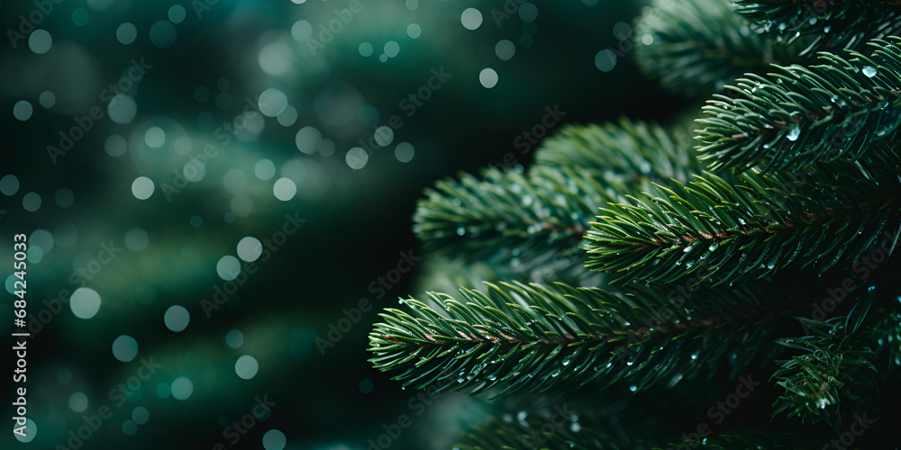 fresh green branches of a Christmas tree. festive christmas background, Christmas backgrounds HD 8K wallpaper Stock Photographic , generative AI
