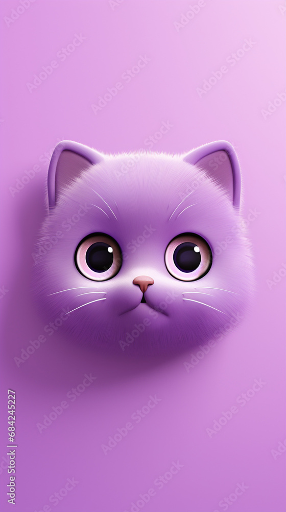 happy cat head, cartoon, minimalism, HD, 8K, light purple gradient background created with Generative Ai happy cat head, cartoon, minimalism, HD, 8K, light purple gradient background created with Generative Ai
