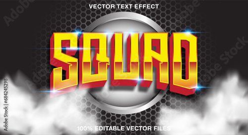 Squad 3d editable text effect template with cloudy Background