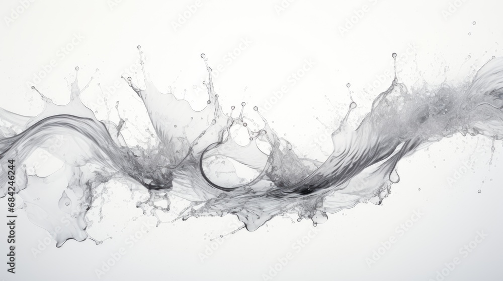 Banner with abstract background explosion of silver ink, paint in water on white background